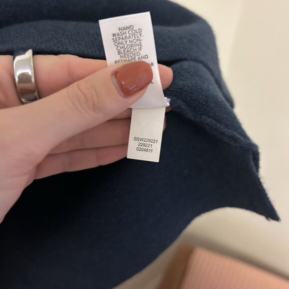 J Jill Sweater Blue Mock Neck Knit Old Oversized Medium Cotton Blend Pullover - Picture 5 of 9